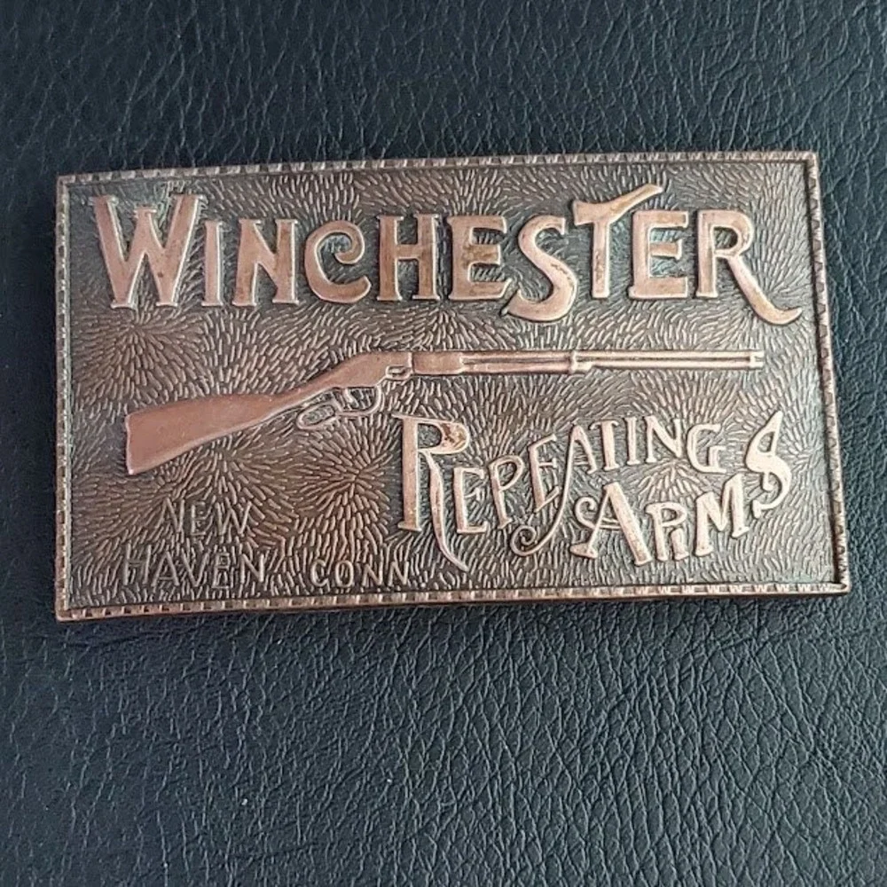 Winchester Repeating Arms Belt Buckle Vintage Style Brass Copper Tone New Haven
